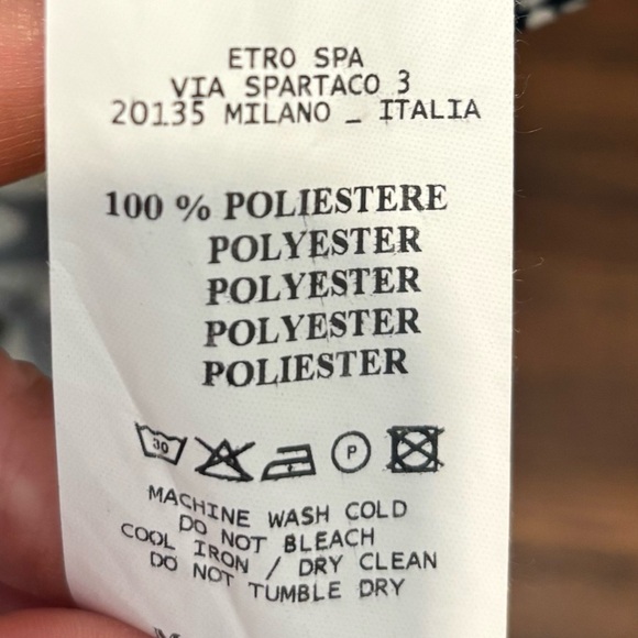 ETRO Milano Vintage Womens Paisley V Neck Long Sleeve Blouse Sz 44 Made In Italy - Picture 6 of 6